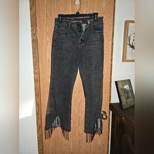 Black rhinestone fringe jeans *NFR worthy*